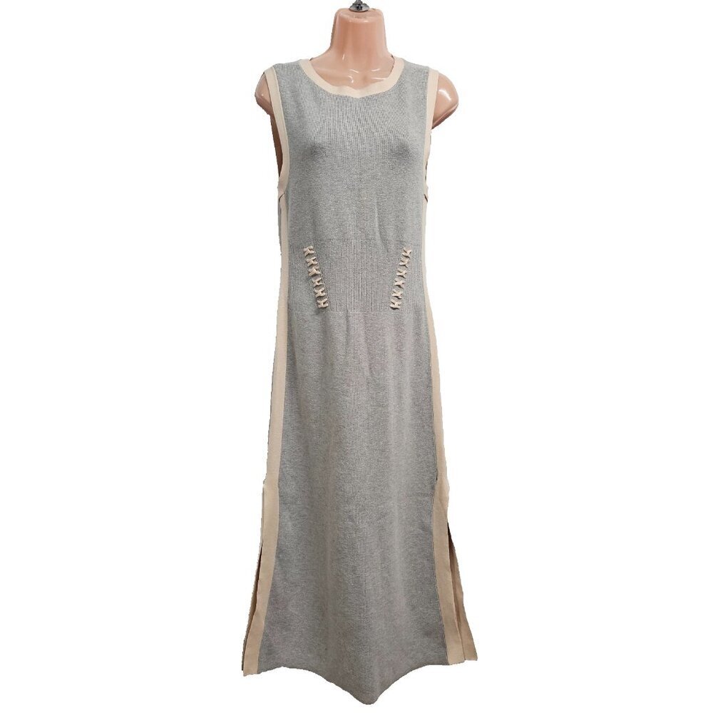 Daily Practice by Anthropologie Slim King Sweater Midi Dress Women Size L Gray
